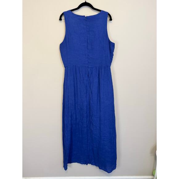 Luxology Maxi Dress Womens XL Blue Geometric Embroidered Boho Sleeveless Cottage - Picture 2 of 9
